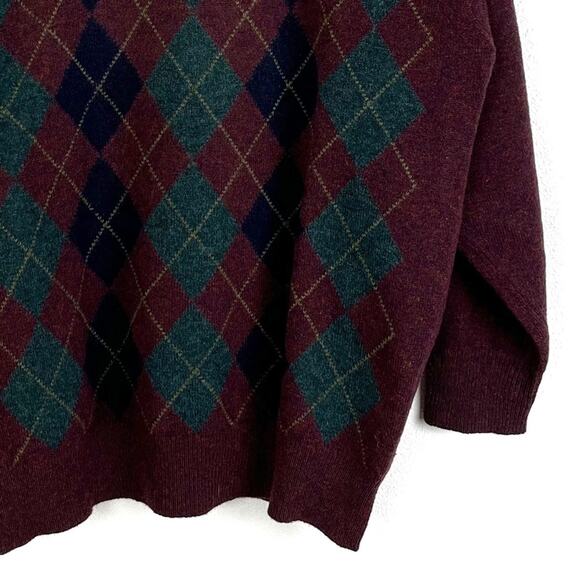 Vintage Scottish Lambswool Argyle Sweater Dark Academia Oversized Boho Fit - Picture 5 of 9